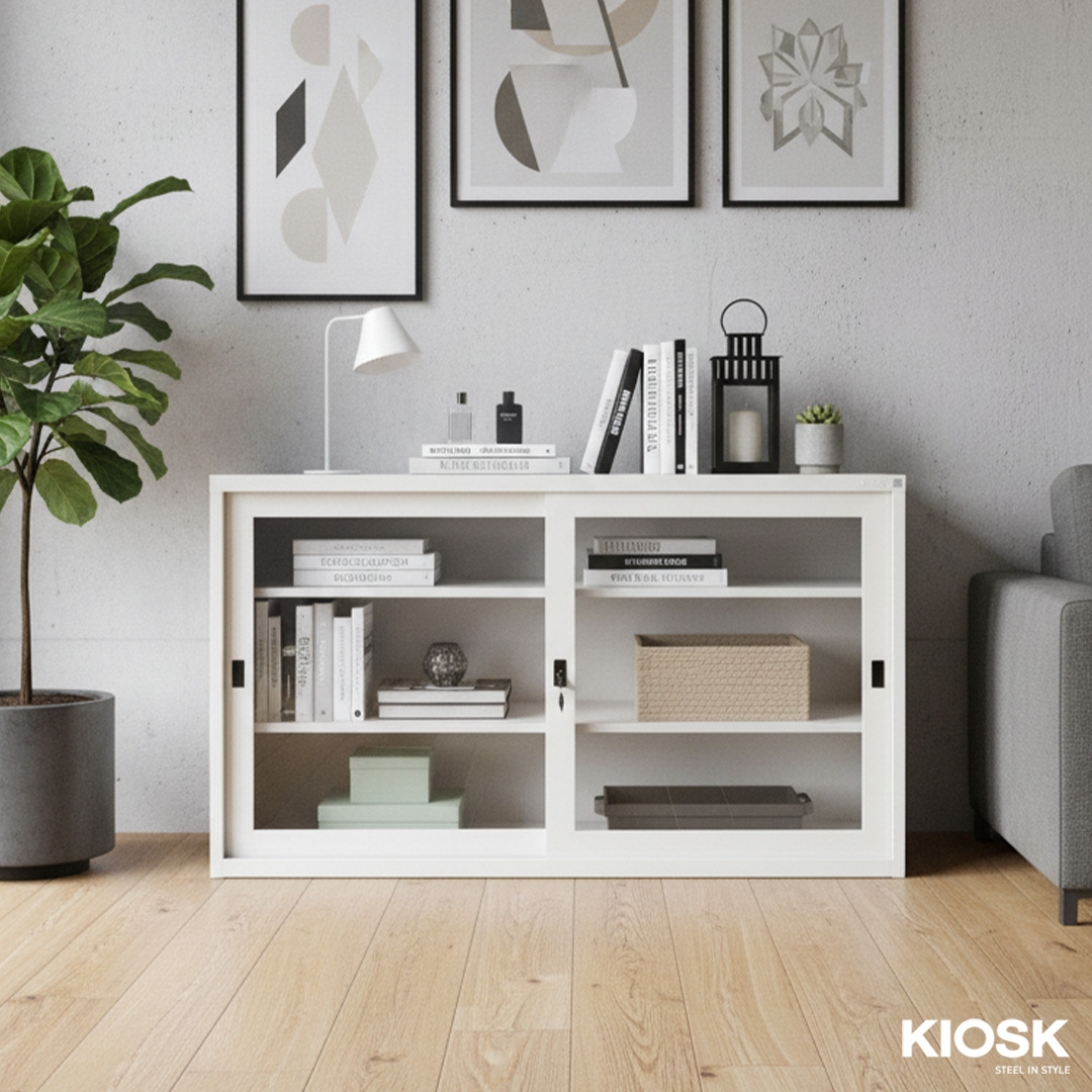 Lemari Pakaian dengan Pintu Geser Kaca 4ft