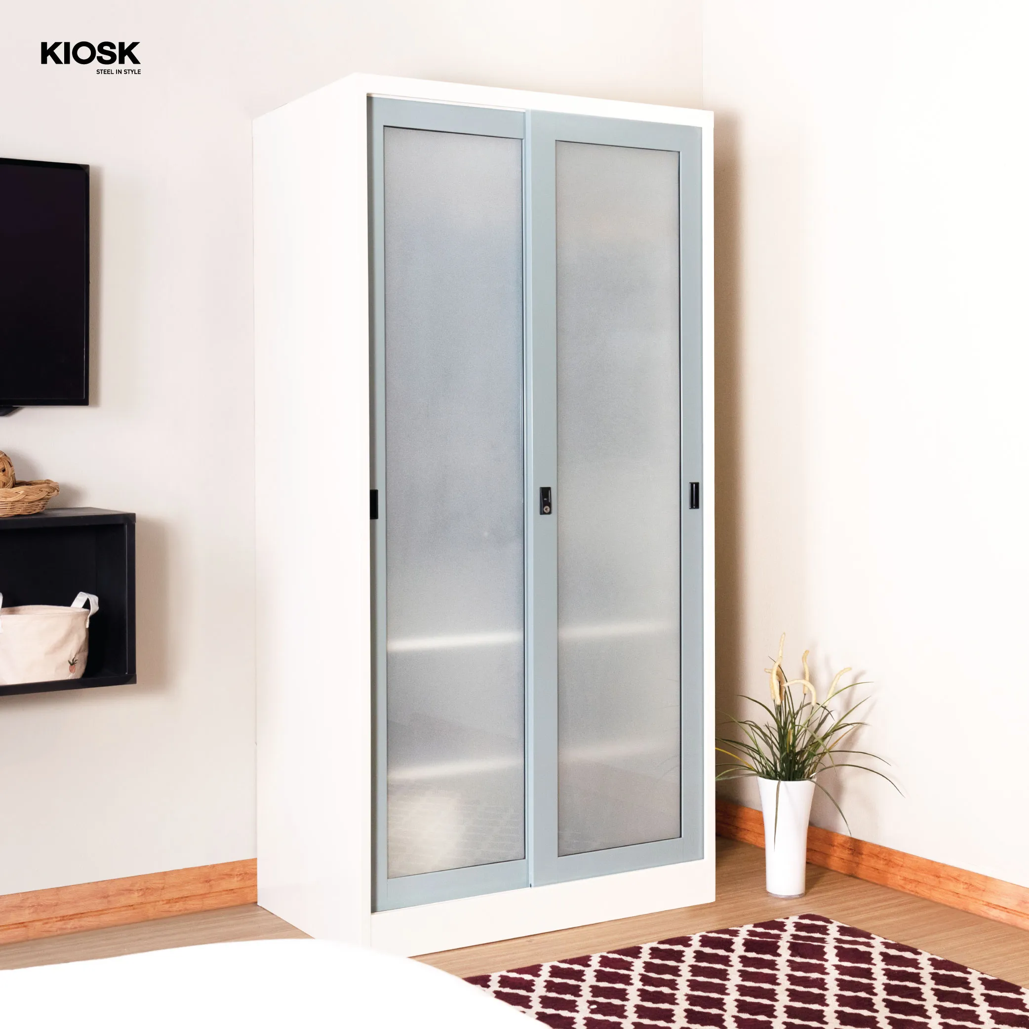 Frosted glass sliding wardrobe