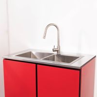 Kitchen Cabinet with 2 bowl 304stainless sink & Food Waste Disposer-11